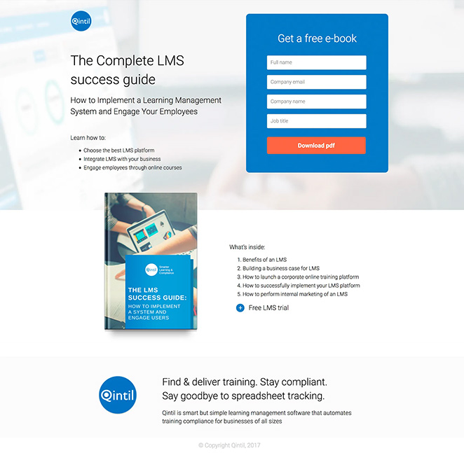 Quintil Ebook landing page example