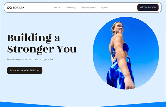 Example of how to build a personal trainer website in WordPress using SeedProd