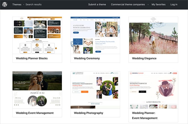 WordPress.org wedding website themes