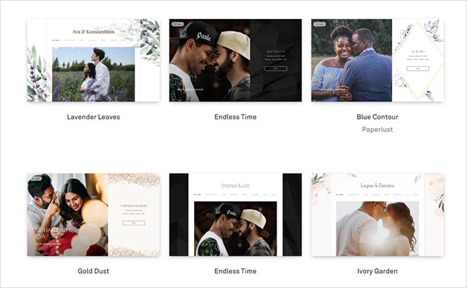 Joy wedding website themes and templates