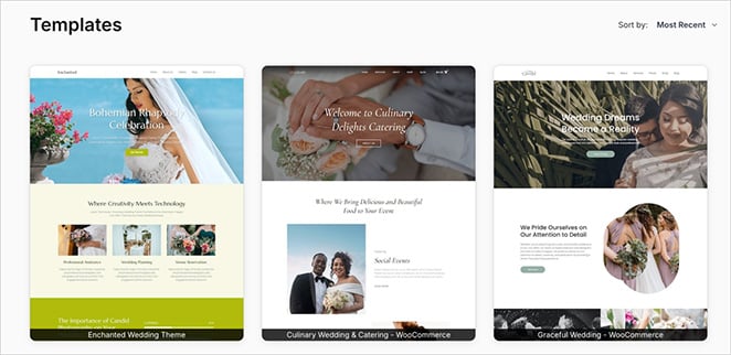 SeedProd wedding website builder templates