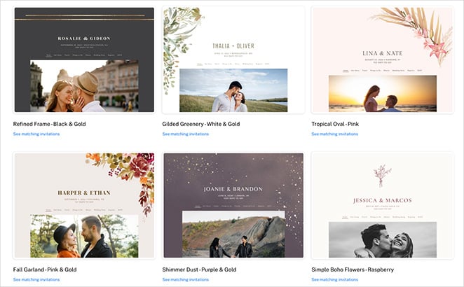 The Knot wedding website templates