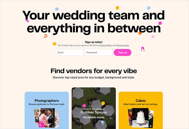 The Knot wedding website builder