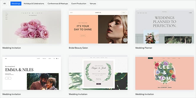 Wix wedding website templates