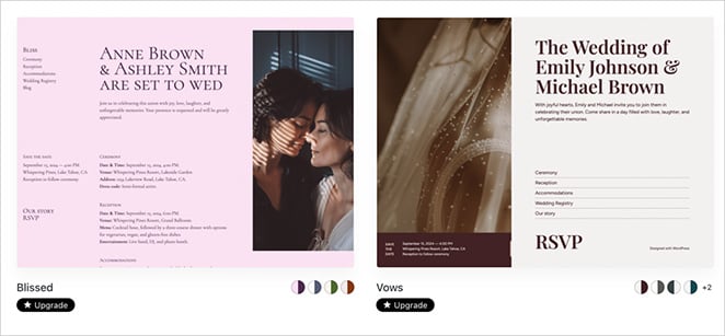 WordPress.com wedding website themes