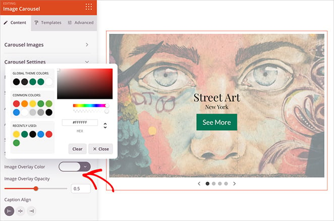 Adding a color overlay and opacity to image carousel block in SeedProd